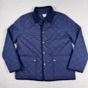 Crewcuts Field Jacket Boys Medium Blue Quilted Long Sleeve Snap Up Corduroy Trim